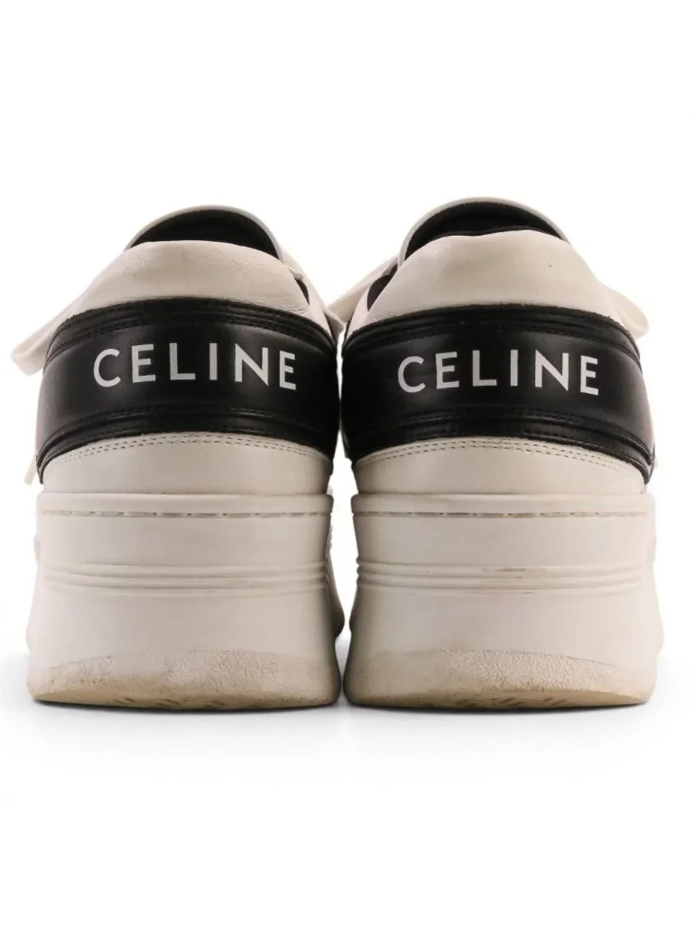 Celine Block Leather Sneakers Platform Thick Sole White Black